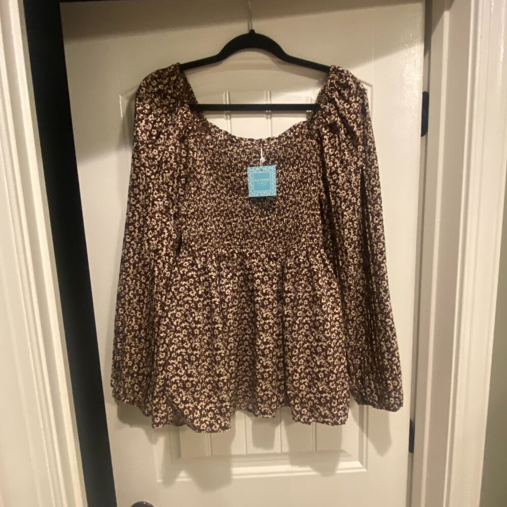 NEW Hayden LA Square Neck, Multi-Color Peasant Top-M